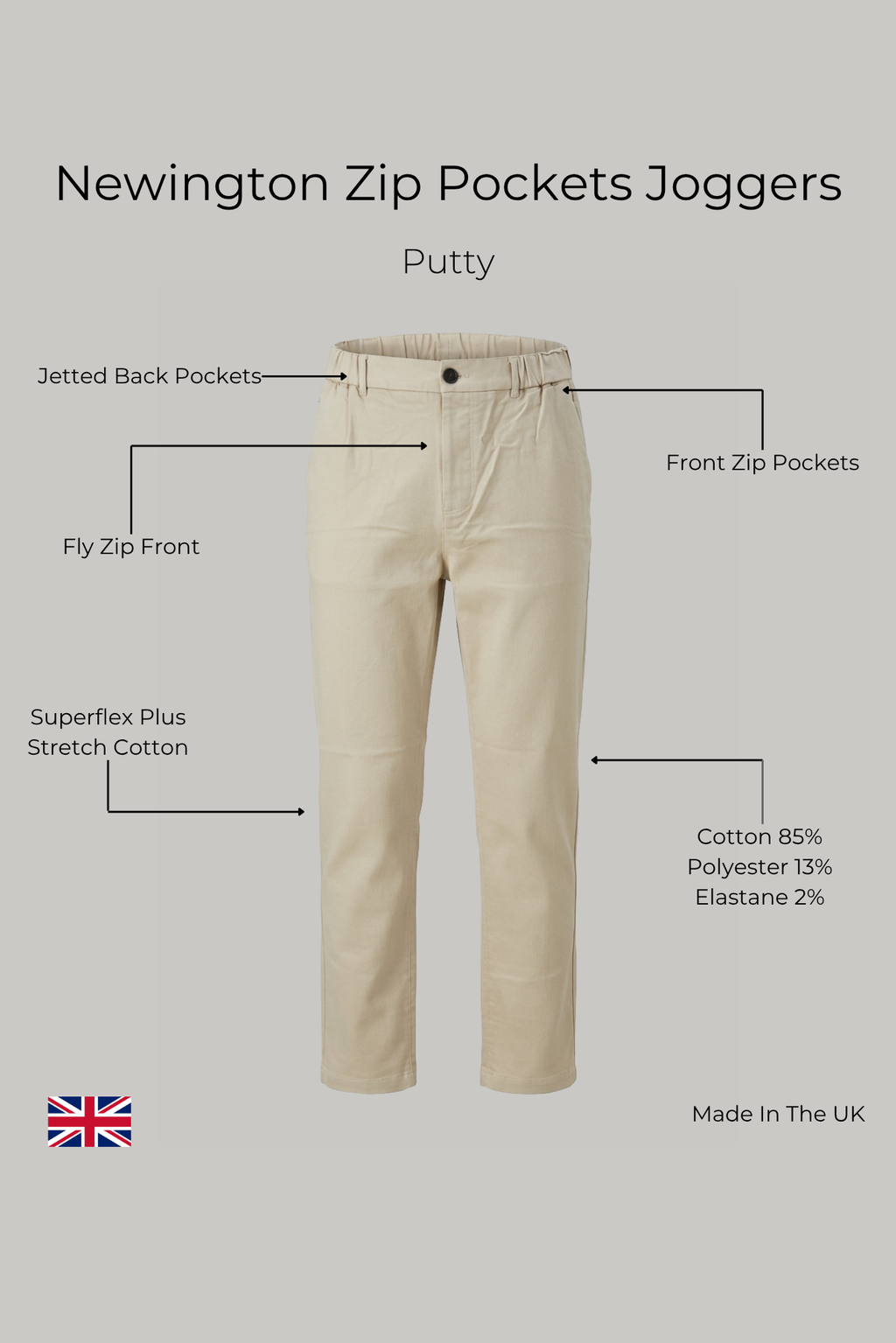 Zip Pockets Joggers - Putty