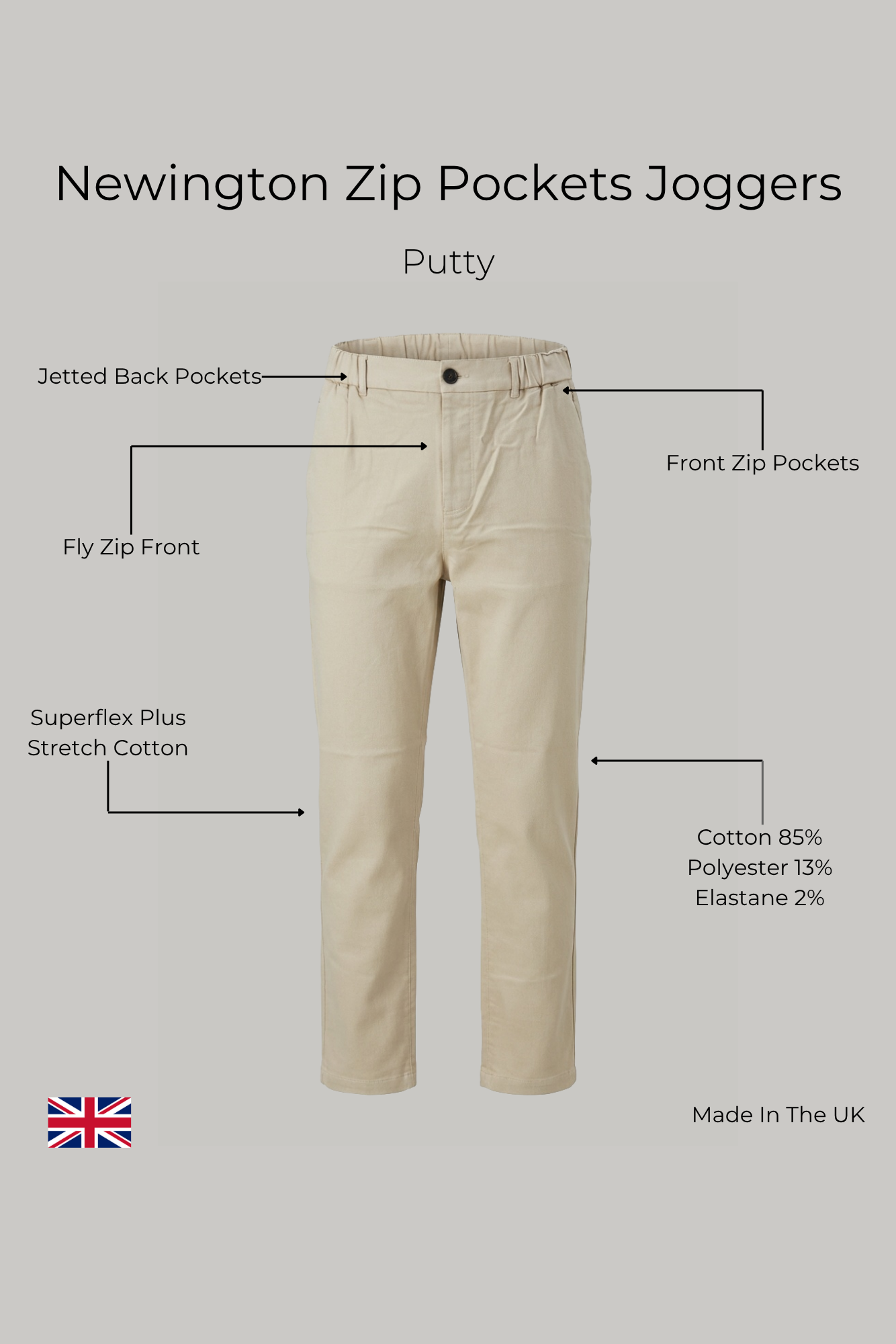 Zip Pockets Joggers - Putty