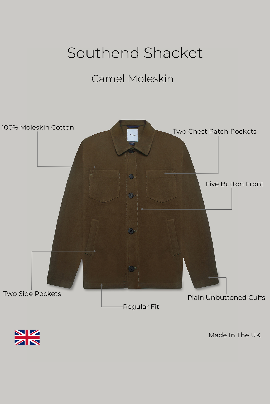 Shacket Unlined - Camel Moleskin